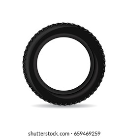 Black auto tire on white background - stock vector