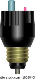A black automatic cut-out with two buttons for protection of electric circuits 