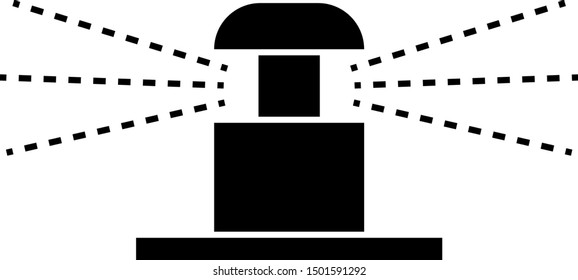 Black Automatic irrigation sprinklers icon isolated on white background. Watering equipment. Garden element. Spray gun icon.  Vector Illustration