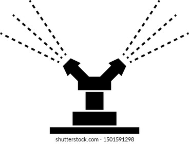 Black Automatic irrigation sprinklers icon isolated on white background. Watering equipment. Garden element. Spray gun icon.  Vector Illustration