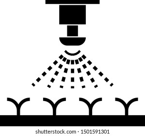 Black Automatic irrigation sprinklers icon isolated on white background. Watering equipment. Garden element. Spray gun icon.  Vector Illustration