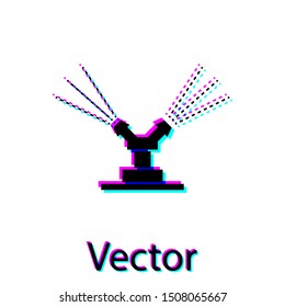 Black Automatic irrigation sprinklers icon isolated on white background. Watering equipment. Garden element. Spray gun icon.  Vector Illustration