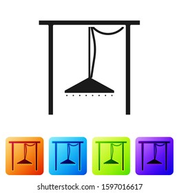 Black Automatic irrigation sprinklers icon isolated on white background. Watering equipment. Garden element. Spray gun icon. Set icons in color square buttons. Vector Illustration