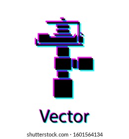 Black Automatic irrigation sprinklers icon isolated on white background. Watering equipment. Garden element. Spray gun icon.  Vector Illustration