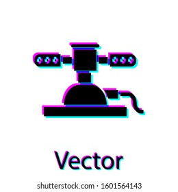 Black Automatic irrigation sprinklers icon isolated on white background. Watering equipment. Garden element. Spray gun icon.  Vector Illustration