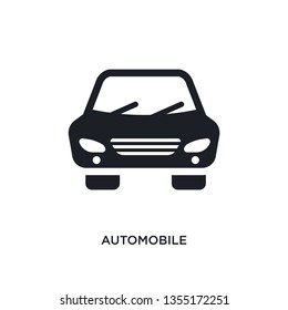 black automobile isolated vector icon. simple element illustration from transportation concept vector icons. automobile editable logo symbol design on white background. can be use for web and mobile