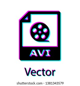 Black AVI file document icon. Download avi button icon isolated on white background. AVI file symbol. Vector Illustration