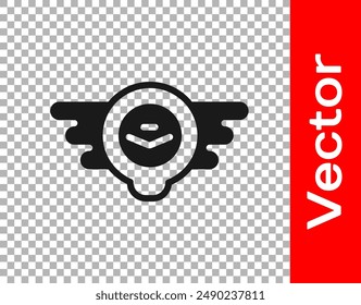 Black Aviation emblem icon isolated on transparent background. Military and civil aviation icons. Flying emblem, eagle bird wing and winged frame.  Vector