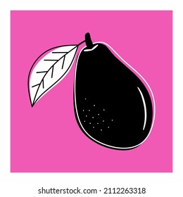 Black avocado fruit flat icon