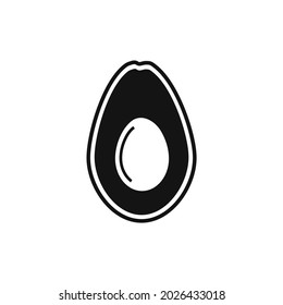 Black avocado line flat icon. Simple editable vector illustration usable for web and print items.