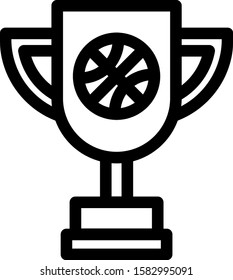 Black Award cup with basketball ball icon isolated on white background. Winner trophy symbol. Championship or competition trophy.  Vector Illustration