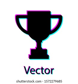 Black Award cup icon isolated on white background. Winner trophy symbol. Championship or competition trophy. Sports achievement.  Vector Illustration
