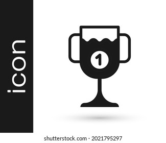 Black Award cup icon isolated on white background. Winner trophy symbol. Championship or competition trophy. Sports achievement sign.  Vector