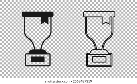 Black Award cup icon isolated on transparent background. Winner trophy symbol. Championship or competition trophy. Sports achievement sign.  Vector