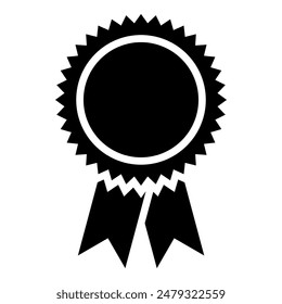 Black award medal icon on white background