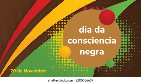 Black awareness day. Dia da Consciencia Negra. Vector Illustration of abstract curve with dot circle halftone patterns. combination red, yellow, green and brown colors.