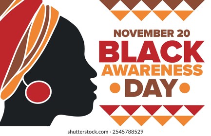 Black Awareness Day. Holiday in Brazil. Afro Brazilians. Celebrate awareness by the black community in November. African and brazilian culture. Black history art. Vector illustration