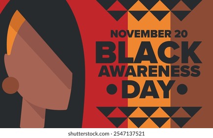 Dia da Consciência Negra. Férias no Brasil. Afro-Brasileiros. Comemore a conscientização da comunidade negra em novembro. Cultura africana e brasileira. Ilustração de arte de história negra. Vetor