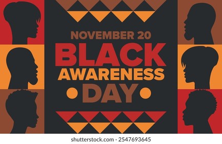 Black Awareness Day. Holiday in Brazil. Afro Brazilians. Celebrate awareness by the black community in November. African and brazilian culture. Black history art. Vector illustration