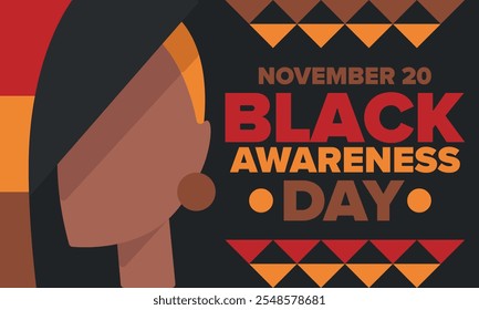 Black Awareness Day. Holiday in Brazil. Afro Brazilians. Celebrate awareness by the black community in November. African and brazilian culture. Black history art. Vector illustration