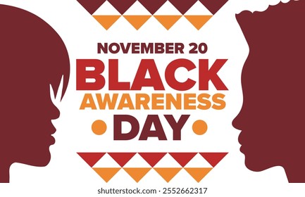 Black Awareness Day. Holiday in Brazil. Afro Brazilians. Celebrate awareness by the black community in November. African and brazilian culture. Black history art. Vector illustration