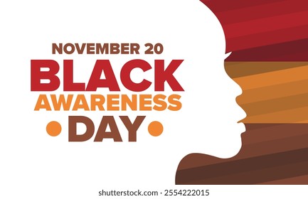 Black Awareness Day. Holiday in Brazil. Afro Brazilians. Celebrate awareness by the black community in November. African and brazilian culture. Black history art. Vector illustration