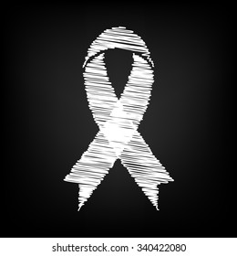Black awareness ribbon with chalk effect 