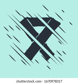 Black Awareness ribbon icon isolated on green background. Public awareness to disability, medical conditions and health. Glitch style. Vector Illustration