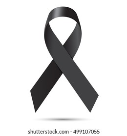 Black awareness ribbon isolate on white background, Vector illustration