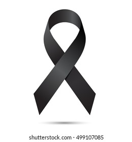 Black awareness ribbon isolate on white background, Vector illustration