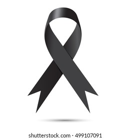 Black awareness ribbon isolate on white background, Vector illustration