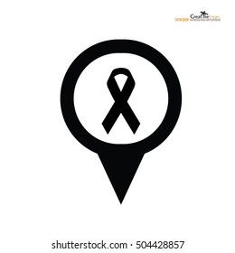 Black awareness ribbon. Mourning  symbol.