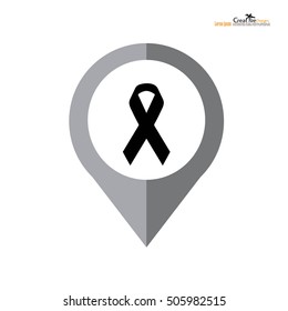 Black awareness ribbon. Mourning  symbol.