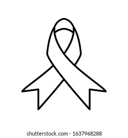 Black awareness ribbon on white background. Mourning and melanoma symbol. Perfect use for website, pattern, design, etc.