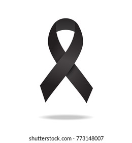 Black awareness ribbon on white background.