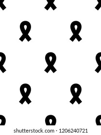 Black awareness ribbon. Seamless pattern.