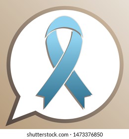 Black awareness ribbon sign. Bright cerulean icon in white speech balloon at pale taupe background. Illustration.