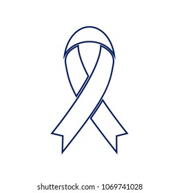 Black awareness ribbon sign. Vector. Flat style black icon on white.