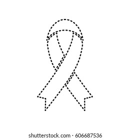Black awareness ribbon sign. Vector. Black dashed icon on white background. Isolated.