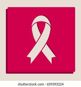 Black awareness ribbon sign. Vector. Grayscale version of Popart-style icon.