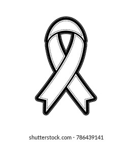 Black awareness ribbon sign. Vector. Flat style black icon on white.