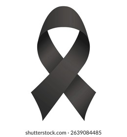 Black awareness ribbon symbol representing mourning grief, melanoma awareness, memorial support and a sleep disorder campaign vector illustration