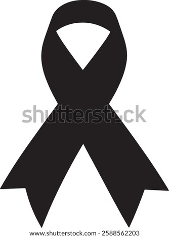 Black Awareness Ribbon Vector Illustration on White Background