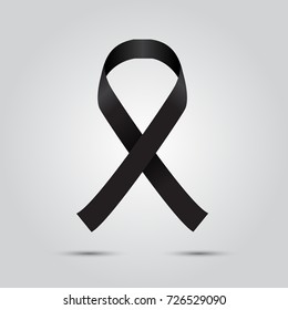 Black awareness ribbon, Black ribbon vector, mourning and melanoma sign symbol.
