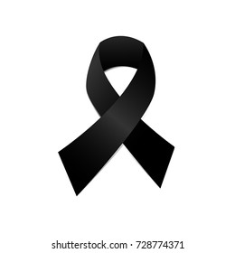 Black awareness ribbon vector on white background