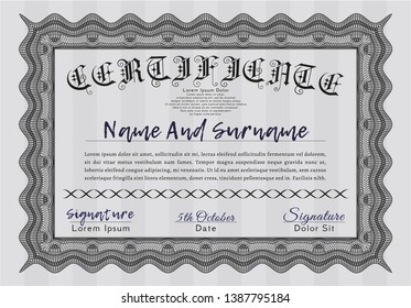 Black Awesome Certificate template. Good design. With guilloche pattern. Customizable, Easy to edit and change colors. 