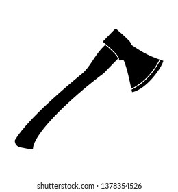 Black ax on a white background. Silhouette of an ax. Vector illustration.