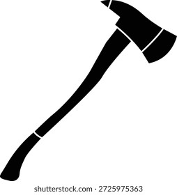 Black axe hatchet silhouette vector illustration. Minimalist wood chopping tool icon isolated on white background. Rugged outdoor graphic for carpentry logos, forestry branding, and lumberjack gear.