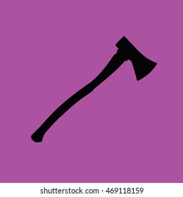 Black axe icon vector illustration. Purple background