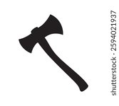 Black axe silhouette isolated on white background. Axe icon vector illustration.
